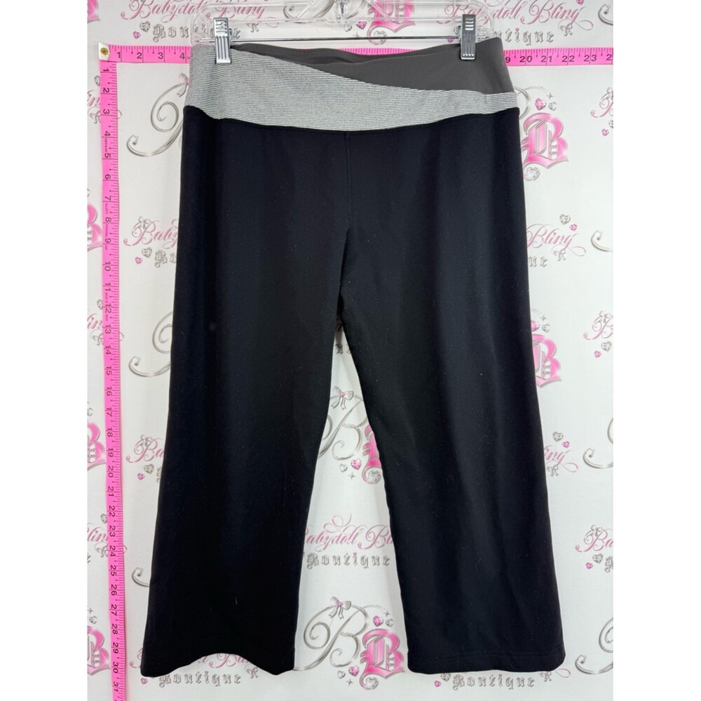 Tuff Athletics Cropped Leggings with Gray Fold-Over Waistband with Black base